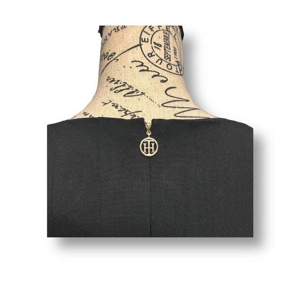 Tommy Hilfiger 12 Black Pink Colorblock Fit & Flare Midi Dress Retro Preppy Mod - Picture 6 of 7